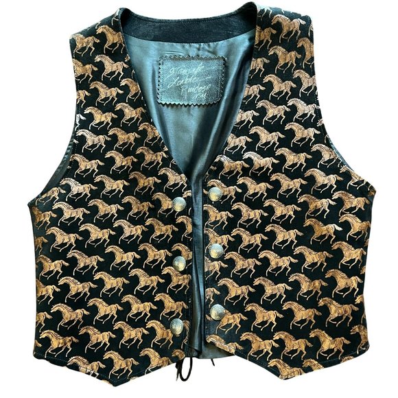 Stampede Leather Fitted Horse Print Vest Made in Ruidoso NM - Picture 1 of 6